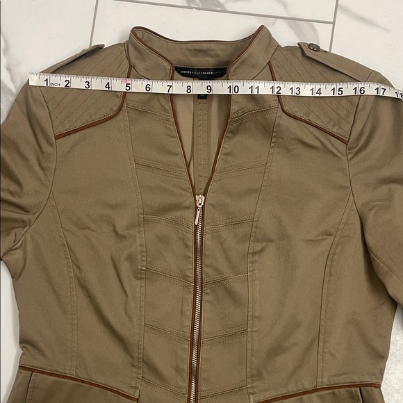 Olive Tan Military Style Shoulder Pad Zip Up Jacket Pockets Size 12 - Picture 15 of 15